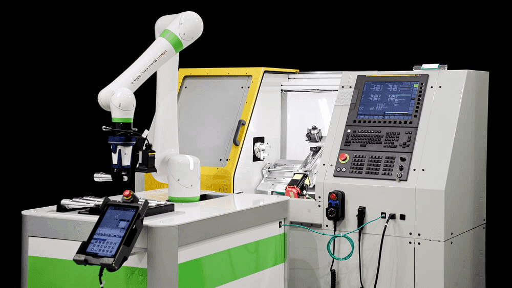 FANUC CRX-20iA/L tending a CNC machine